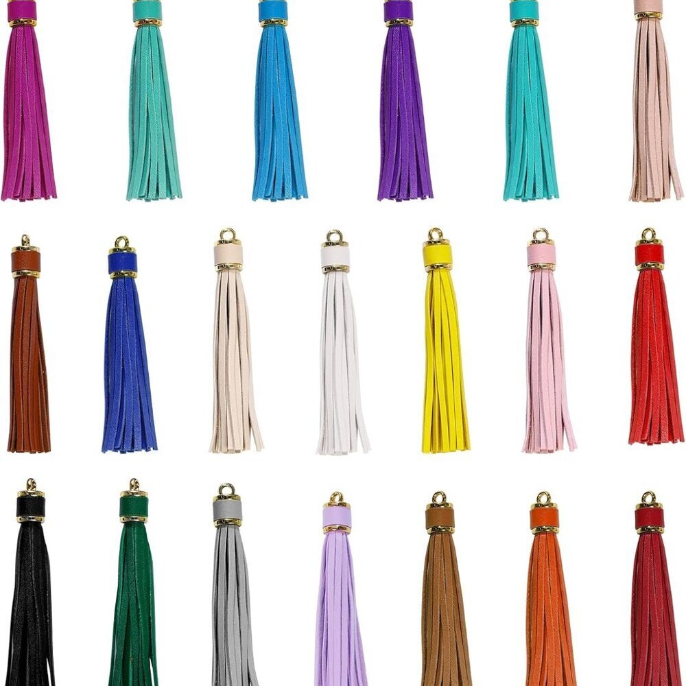 20 Pieces 3.9 inch Faux Leather Tassel Bulk Keychain Tassels Artificial Leather